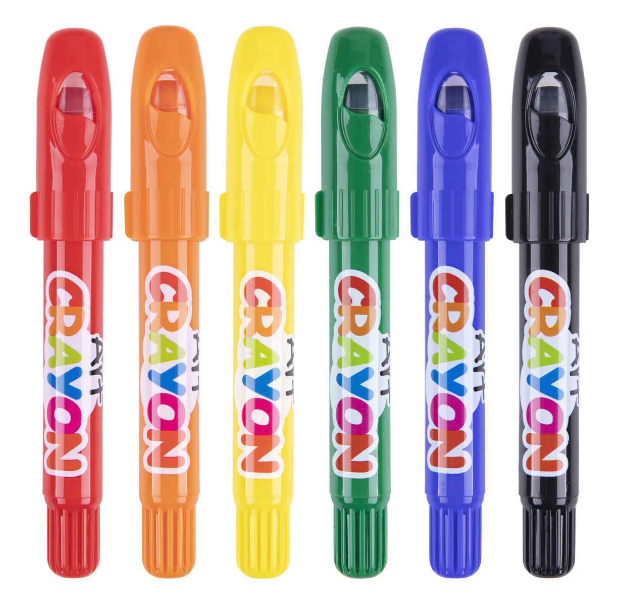 Showing the combination colors available for the 6 crayon option. It's Red, Orange, Yellow, Green, Blue and Black.