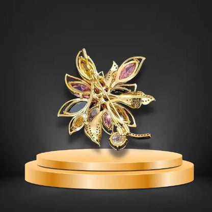 Elegant Sparkling Flower Brooch - 18K Gold Plated